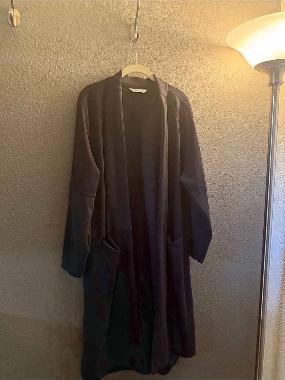FLX Pieced Open Front Long Cardigan Duster Black L